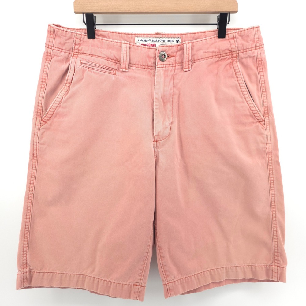 American Eagle Longboard Mens Chino Shorts 34 Coral Pink Beach Casual